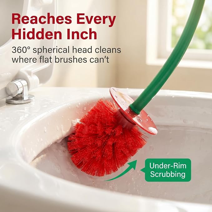 Toilet Bowl Brush with Holder Set: 360°Under Rim Toilet Scrubber 2pcs for Daily Home Cleaning-removes 99% of Stains in 30 Seconds with Zero Residue | Toilet Scrubber 2pcs for Daily Home Cleaning-removes 99% of Stains in 30 Seconds with Zero Residue