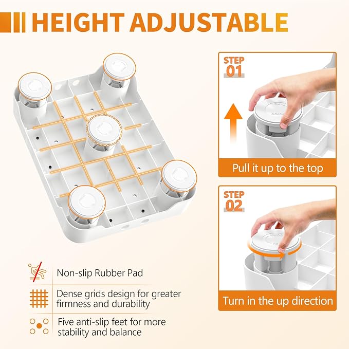 Ronlap Small Step Stools for Adults Car Step Stool for Elderly, White-Black | Adjustable short one-step plastic platform for seniors & mobility assistance, use by bed, shower, car, RV, stairs & outdoor
