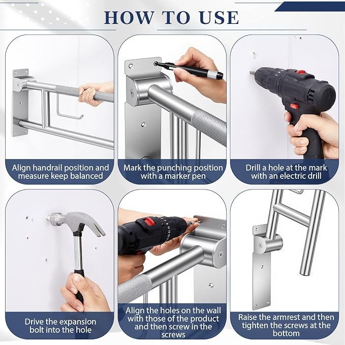 Zonon 2 Pack 30.3 Inch Handicap Grab Bars, Flip up Stainless Steel Toilet Safety Rails, Anti Slip with Paper Holder, Extra Long Bathroom Support Rail for Elderly Disabled Pregnant (Classic)
