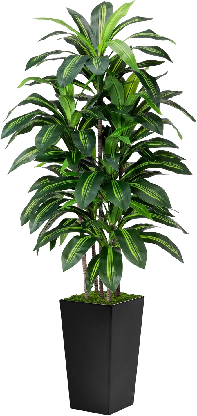ASTIDY Artificial Plant 5FT Dracaena Fake Tree with Black Tall Planter | Faux Yucca Floor Plant in Pot, Artificial Trees Indoor for Home Office Living Room Decor