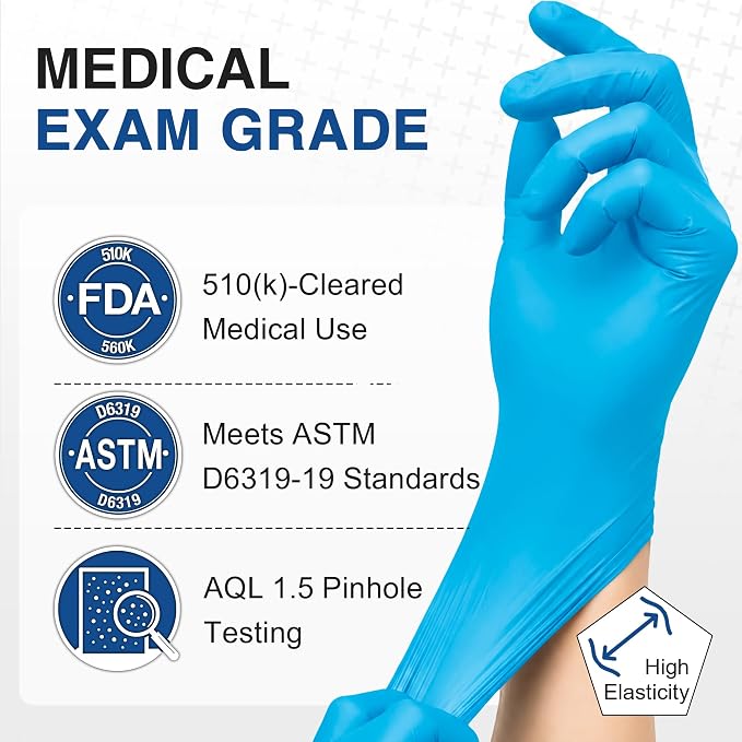 Schneider Nitrile Gloves, Gloves Disposable Latex Free, Powder Free | Black / Blue, 4-Mil, Medical Exam Glove, Food Safe Gloves, Cooking Gloves, Cleaning Gloves