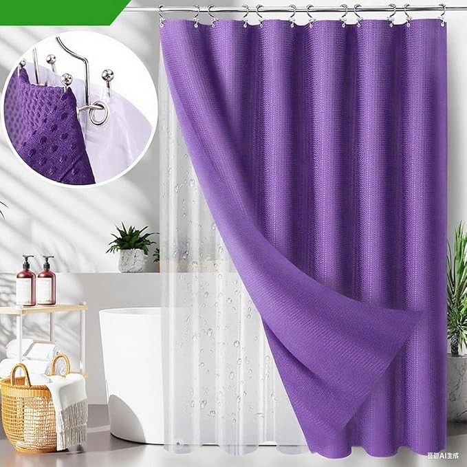25 PCS Purple Bathroom Accessories Set丨Shower Curtain Bathroom Accessory | All-in-One Kit with Shower Curtain,rug,Trash Can,Toothbrush Holder,Toilet BrushSoap Dispenser,Toothbrush Cup,etc for Home