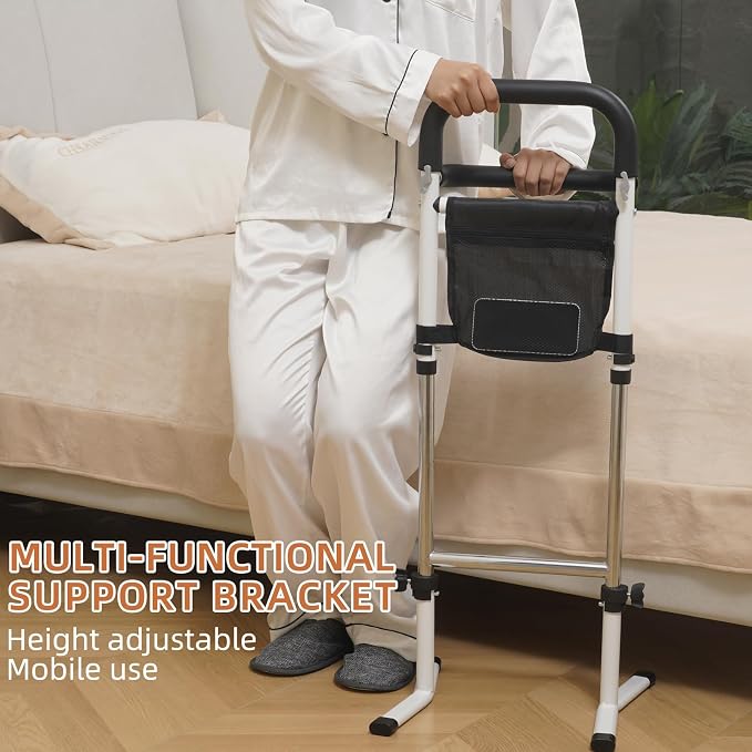 Stand Assist(White)-Movable Standing Aid Rail for Couch, Chair, Bedside, Toilet. Assistance Handle for People with Limited Mobility. Safety Grab Bar for Standing.