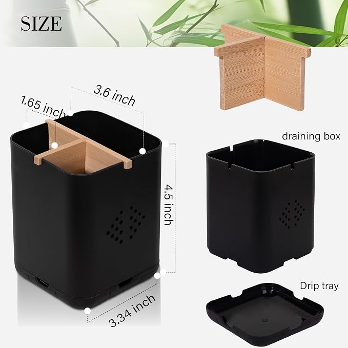 Toothbrush Holders for Bathrooms, Electric Toothbrush Holder, Black | Toothbrush and Toothpaste Organizer for Bathroom Countertop, 3 Slot Vanity Storage