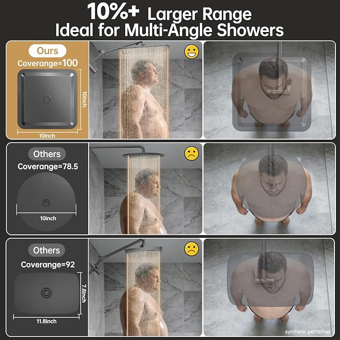 Veken All Metal 10" Luxurious Gray Rain Shower Heads with Handheld Spray | Dual High Pressure Shower Head,Square Detachable Rainfall Showerhead with Extension Arm,Regaderas Para Shower,Ducha Para Baño