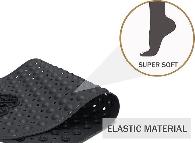Bathtub Mat Non Slip Shower Mat Bath Mat for Tub 28" X 16" Black | Bath Tub Mat Non Slip, Machine Washable, Foot Massage, Non Slip Bath Mat, Shower Mat for Inside Shower, Bathroom Mat
