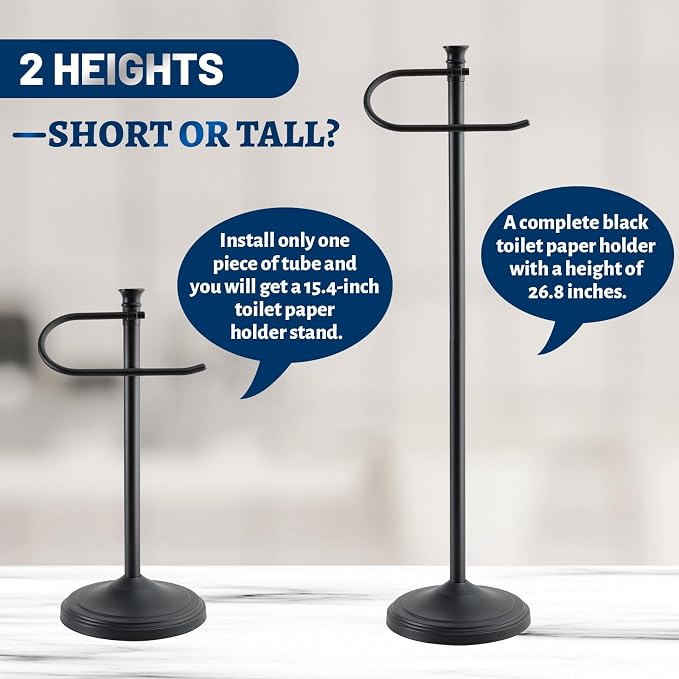Toilet Paper Holder Free Standing,Sturdy Metal Toilet Paper Holders Stand | Stable & Rustproof Toilet Paper Stand with Heavy Base,Large Rolls Capacity Free Standing Toilet Paper Holder for Bathroom