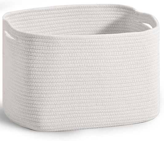 ICERZCZ Woven Cotton Rope Baskets for Gifts Empty, 15×11×9.5 Off White | Storage Baskets for Organizing, Cute Decorative Basket, Organizer Bins for Dog Toy, Baby Laundry, Gift, Nursery