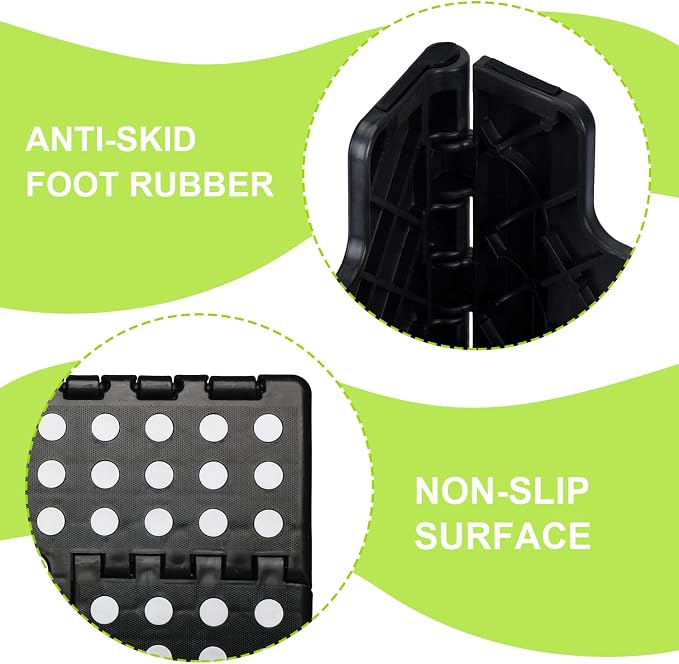 Delxo Folding Step Stool 9 inch,300Lbs Extra Wide Step Stool for Kids | Foldable Step Stool,15-Inch Extra Wide Non-Slip Foot Stools with Handle,Lightweight for Kitchen,Bathroom,Bedroom,Garden Black