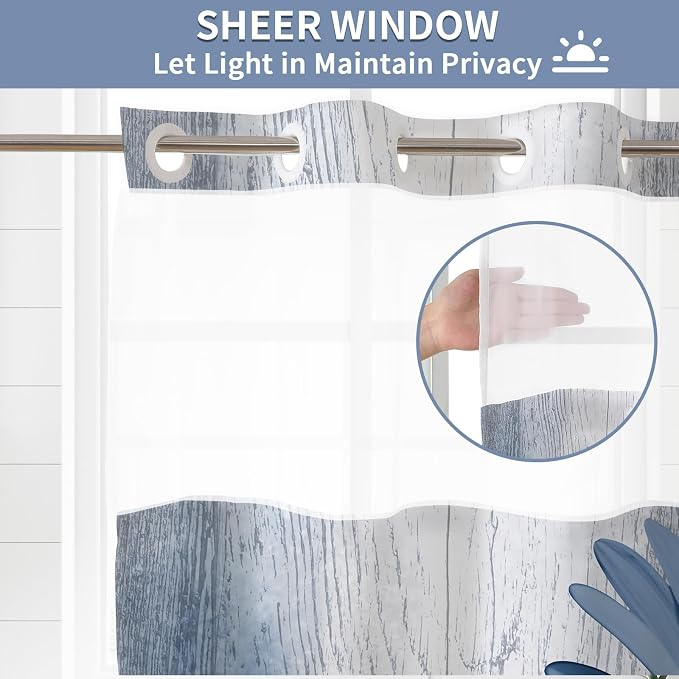 Mixed Color Watercolor Floral Shower Curtain,No Hook Shower Curtain,Polyester Shower Curtains with Snap in Fabric,Sheer Top Window for Bathroom Decor,Waterproof & Washable,72W x 87L Inch