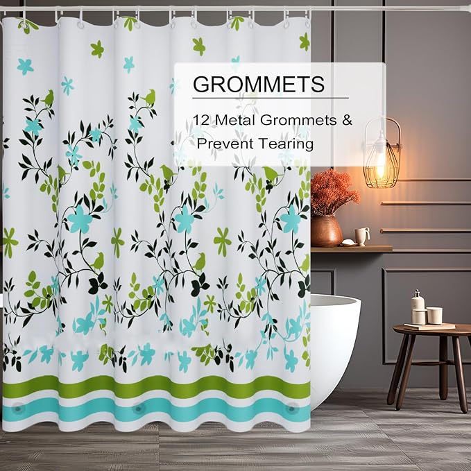 TIKABC Shower Curtain Liner, 4G PEVA Shower Liner, Plastic Waterproof Shower Curtains, 72x72 inch with Grommet Holes 3 Magnetic Weights