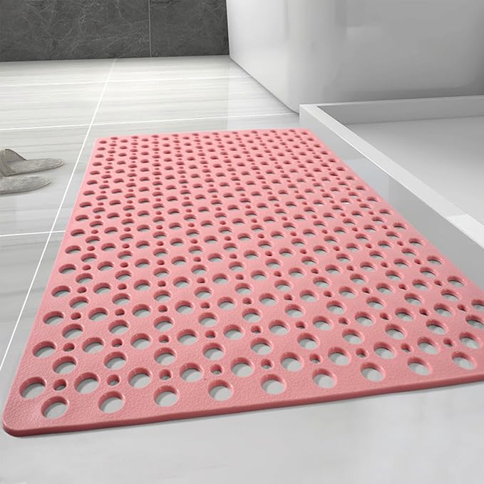 Casa and Beyond Shower Mat, Secure Shower Mats Easy to Clean, Showers Mat with Suction Cup, Washable Non-Slip Bathtub Mats for Inside Showers (Pink,27.6 * 27.6 in)