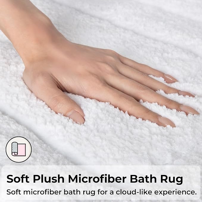 GRANNY SAYS White Bathroom Rug 24" x 43", Non-Slip Microfiber Bath Mat | Ultra-soft, durable TPR backing for reliable grip, fast water absorption, machine washable for Vanity, Shower, Tub