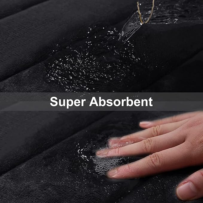 Buganda Memory Foam Bath Mat 59 x 34, Ultra Soft Absorbent Bathroom Rugs | Black, Machine Washable Quick Dry Bath Mats for Bathroom Floor, Shower and Tub, Home Decor Accessories