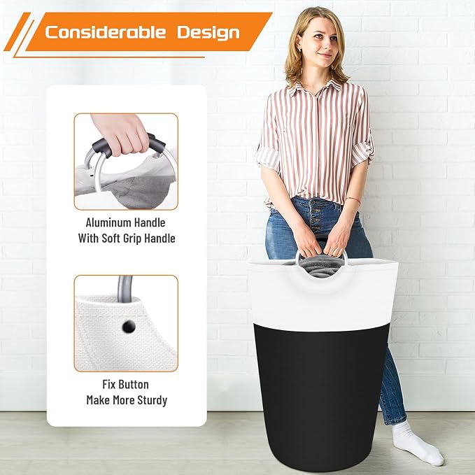 BlissTotes Laundry Basket, Laundry Hamper, Collapsible Laundry Baskets, Dirty Clothes Hamper, Waterproof Laundry Basket with Foam Protected Aluminum Handles for College Dorm, Family 115L (Black) | Collapsible Dirty Clothes Hamper, Foldable Laundry Bag ...