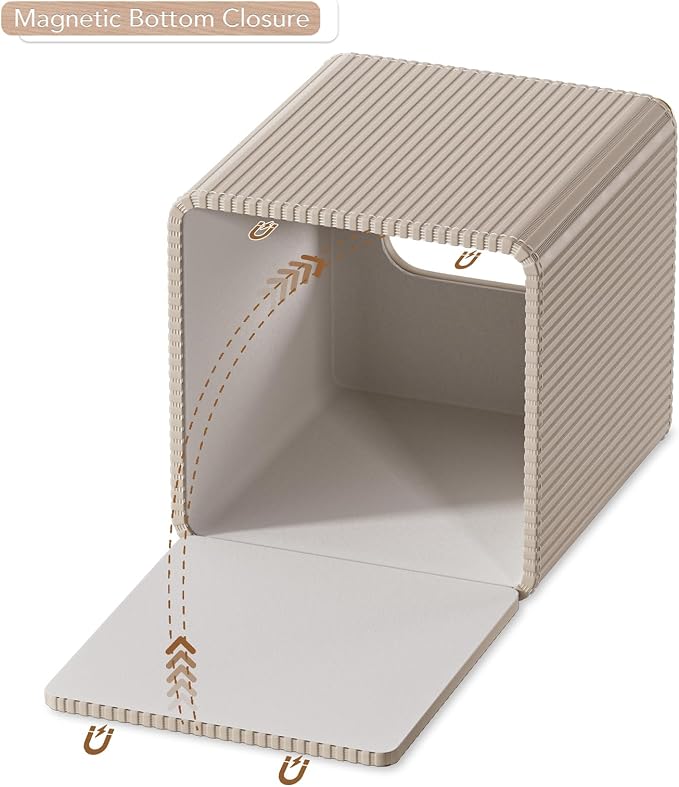 GORESE Tissue Box Cover Square for Kleenexs, PU Leather Tissue Box Holder with Gold-Tone Edging, Decorative Tissue Cover for Bathroom Livingroom Car, Modern Cube Tissue Holder, Beige