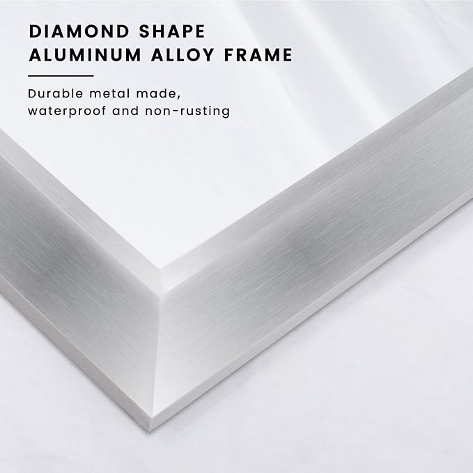 Bathroom Mirror for Wall, 40x38 Inch (Brushed Silver) | HD Reflection, Tempered Glass, Thick Metal Framed Rectangle Mirrors for Over Sink, Bedroom, Living Room, Entryway, Anti-Rust.