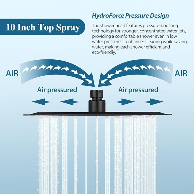 12 Inch Shower Head Set With Valve, Shower Faucet Set With Tub Spout, Rain Shower System, Black Shower Head And Handle Set, Ceiling Mount Shower Trim System