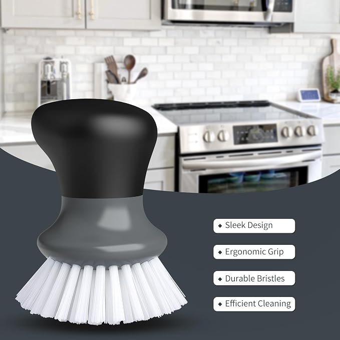 MR.SIGA Dish Scrub Brush, Palm Brush Dish Scrubber, Gray, Pack of 2 | Kitchen Brushes for dishes, pans, pots, sink cleaning, palm scrubber, palm scrub brush, dish scrubber