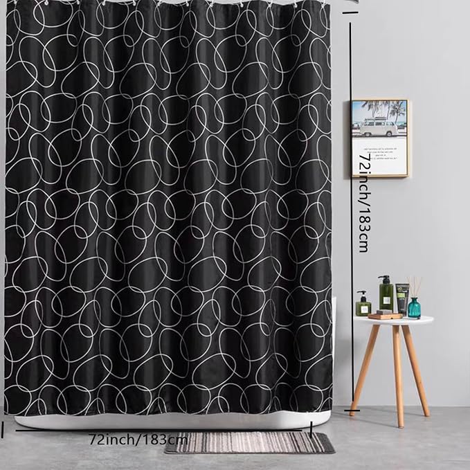 LLSCL Fabric Shower Curtain Liner with Magnets, Waterproof Hotel Quality, 72 x 72 Machine Washable
