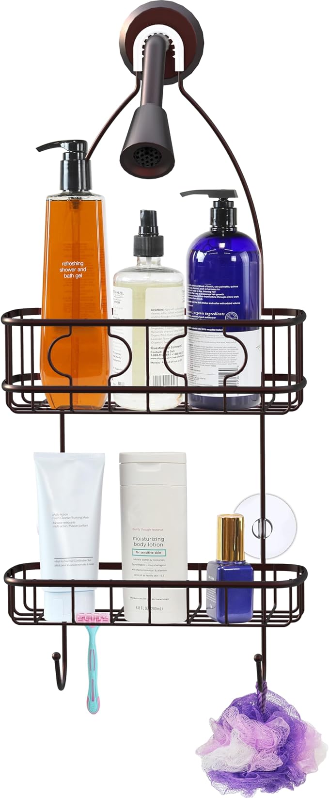 Simple Houseware Bathroom Hanging Shower Head Caddy Organizer, Bronze | (24 x 10.2 x 4.25 inches)