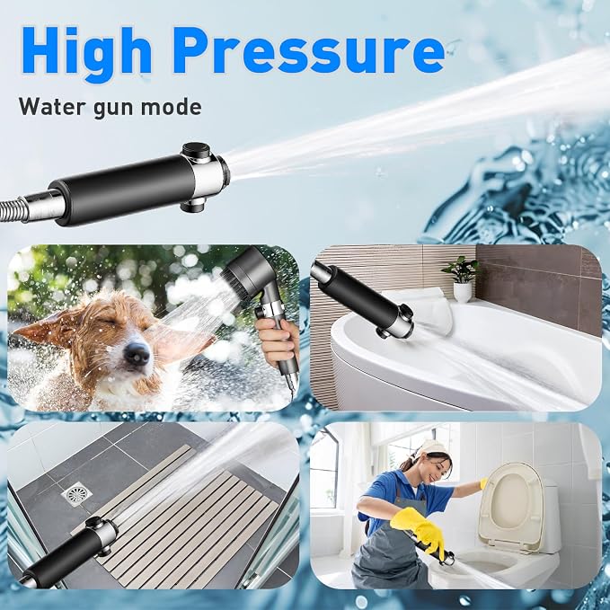 CWPW Filtered Shower Head with Handheld,High Pressure shower heads Filter | ON/OFF Switch,4 Spray,79" Stainless Hose,Remove Chlorine,Built-in Power Wash,For Hard Water, Reduce Dry Skin,Massage Brush