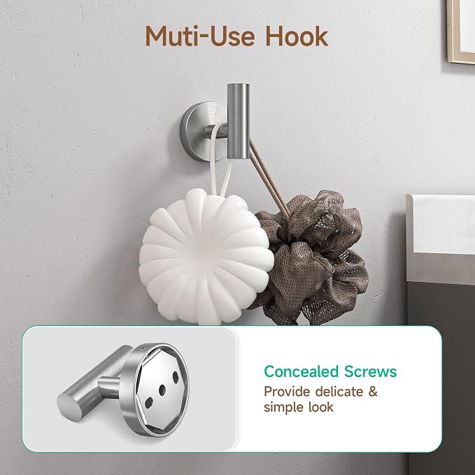8PCS Brushed Nickel Bathroom Hardware Set, 18-Inch Towel Bar Set | Durable SUS304 Stainless Steel Bathroom Accessories Set, Towel Racks for Bathroom Wall Mounted, Modern Home Decor
