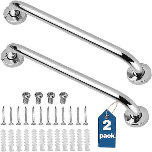 2 Pack Shower Grab Bar，Stainless Steel Grab Bar for Bathtub Showers | Grab Bars , Safety Bars for Shower Chair Bench, Shower Bath Handle Grab Bars Senior, Elderly, Handicap(18 Inch)Waterproof