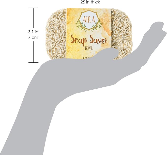 Aira Soap Saver - Soap Dish & Soap Holder Accessory - BPA Free Shower & Bath Soap Holder - USA Made - Drains Water, Circulates Air, Extends Soap Life - Easy to Clean, Fits All Soap Dish Sets - Bone