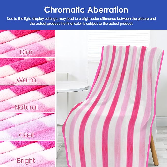 JML Microfiber Bath Towels Set of 4, 30" x 60", Cabana Stripe Pink | Hanging Loop, Lint Free, Oversized, Soft, Super Absorbent,Fast Drying, Perfect for Shower, Sauna, Gym, Sports, Fitness, Yoga