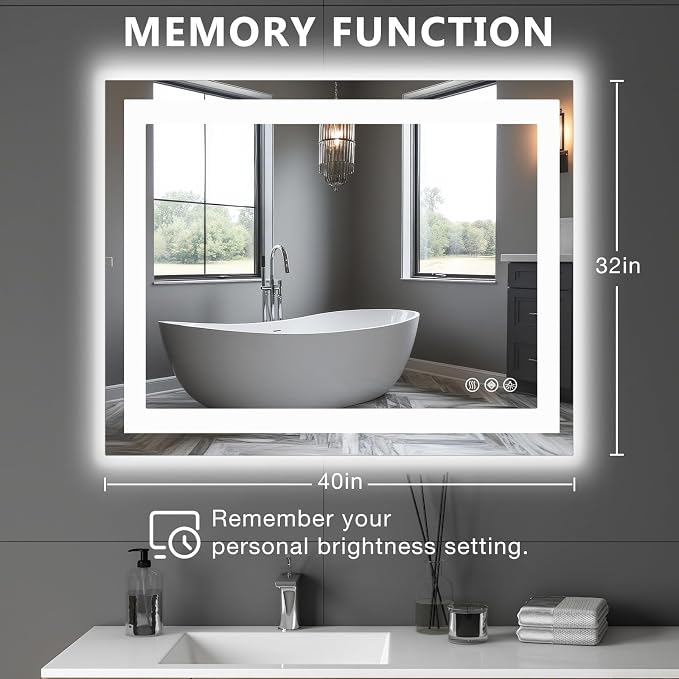 NEWBULIG Bathroom Mirror, Wall Mirror with Aluminum Alloy Thin Frame, Bathroom Mirrors for Over Sink, Bedroom, Living Room, Entryway