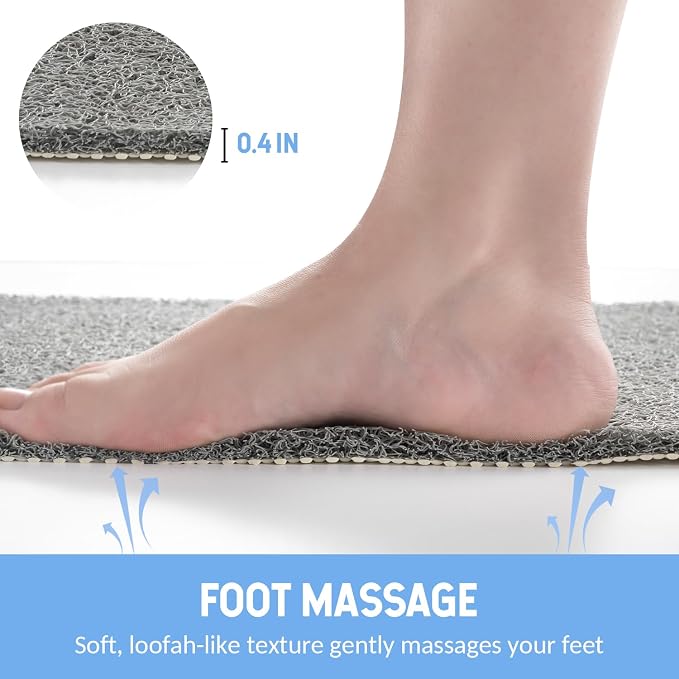 Hargiis Non-Slip Bathtub Mat, Anti Slip Shower Mat, Fast Drying Bathtub Mats, Foot Scrubber Mat, Anti Slip Mat for Tub, Floor, Bathroom, Kitchen, Home, Hotel (Grey 59"×17.3")