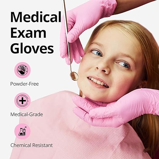 SwiftGrip Pink Nitrile Gloves, 3-mil, Industrial Gloves Disposable Latex Free, for Cleaning & Esthetician, Rubber Powder-Free, 1000-ct Case (Medium)
