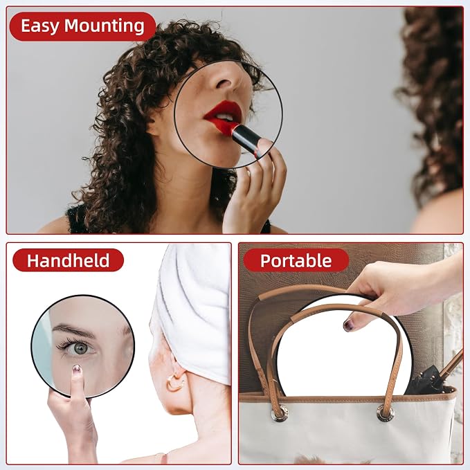 40X Magnifying Mirror with 3 Suction Cups, Travel Makeup Magnified Mirror | With Tweezers Set, 6inch Travel Makeup Mirror with 40X Powerful Magnification- for Makeup, Shaving, Blackhead Blemish Removal