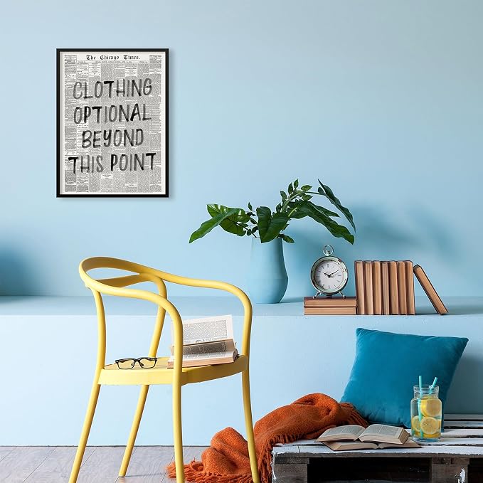 Funny Bathroom Newspaper Poster Funky Black and White Aesthetic Wall Art 24X36 inch Black Framed Clothing Optional Fun Quotes Canvas Prints for Toilet Lavatory Wall Decor