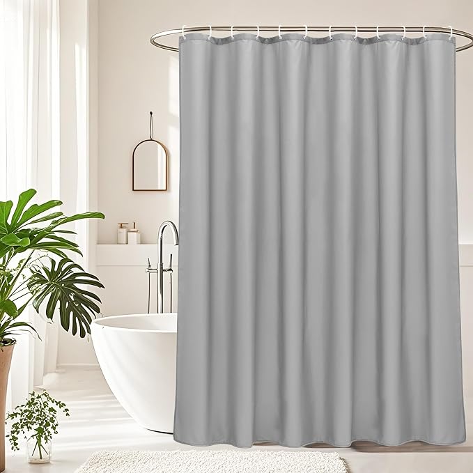 AooHome Fabric 48x72 Inch Small Shower Curtain, Stall Size Bathroom Curtain for Hotel, Water Repellent, Light Grey, 48 Width x 72 Height Inch