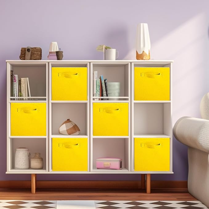 ShellKingdom Storage Bins, Foldable Fabric Storage Cubes And Cloth Storage | Storage Organizer For Closet And Toys, 10.5x10.5x11 INCH, 2 Pack (Yellow)