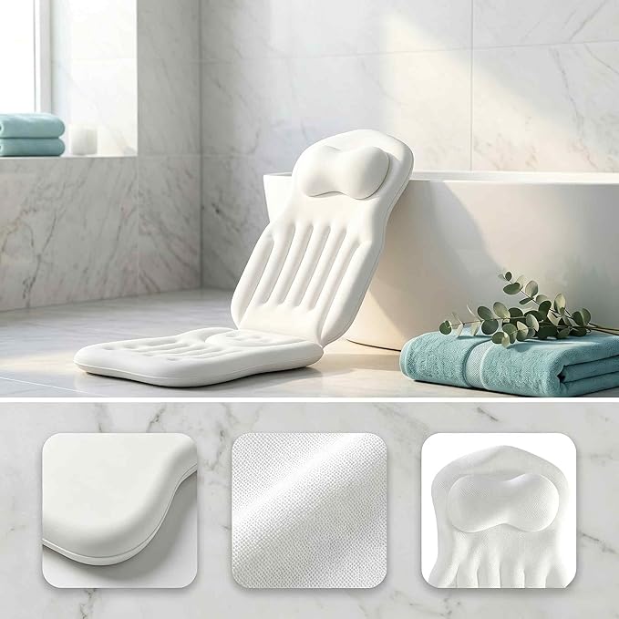 Full Body Bath Pillow Cushion for Tub 51"*15" Luxury Tub Mat | Luxury Bathtub Pillow, Bubble Bath Mat for Tub Spa 51"*15"