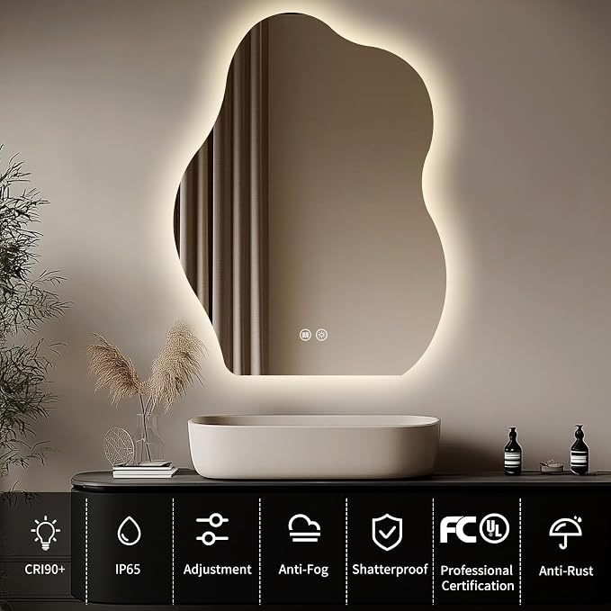 Backlit Mirror Bathroom, 24x32 Inch LED Bathroom Vanity Mirror | 3 Colors, Dimmable, Anti-Fog, Memory Function, Horizontal/Vertical, Al Alloy Lampshade, HD Glass, Rust-proof Treatment, UL