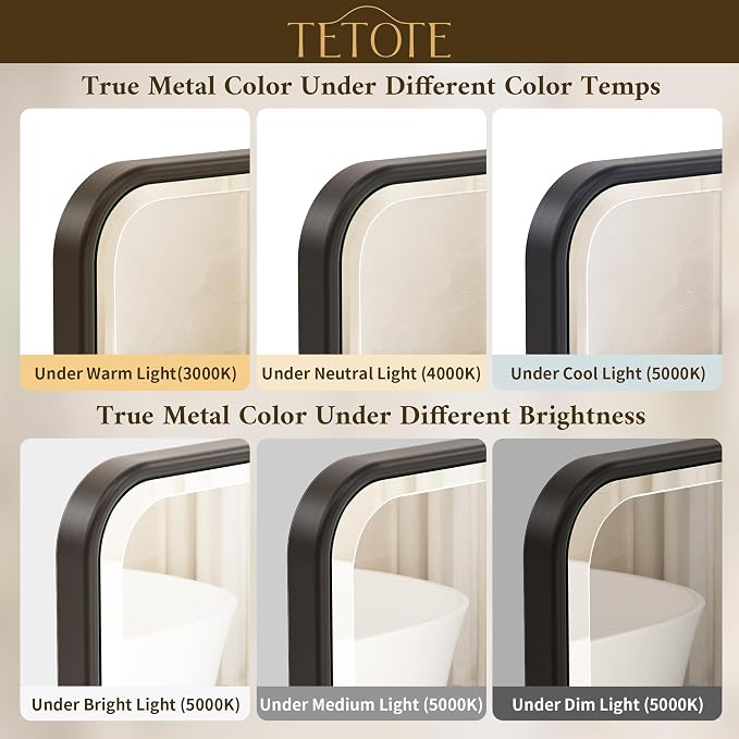 Black Mirrors for Wall 48 x 30 Beveled Edge Tempered Glass, Rounded Corner Rectangle Framed Mirror for Modern Bathroom, Living Room, Bedroom, Entryway