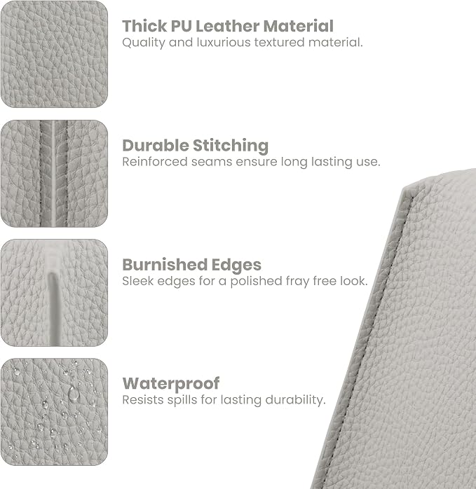 Premium PU Leather Tissue Box Holder - Elegant Hotel-Style Tissue Box Cover for Home, Office & Car Décor, Tissues Cube Organizer for a Natural & Classic Look (Light-Grey 2 Pack)