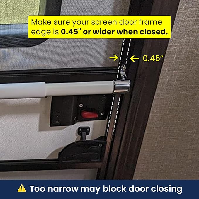 RV Screen Door Grab Bar, Camper Door Support Handle Bar Accessories | Easy Grip Handle, Adjustable 21.5"-32", Centering Guide Marks, Aluminum Bar with Zinc Alloy Base, Protects Screen Doors-White