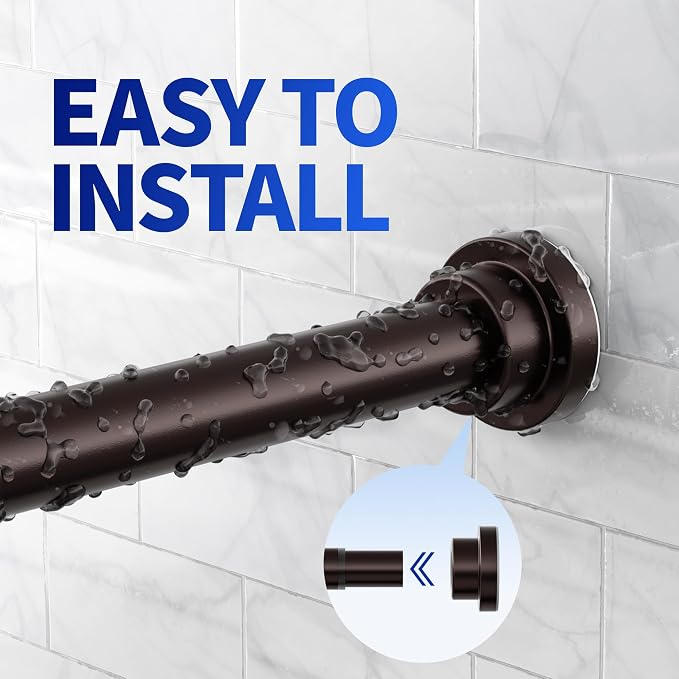Mcrbeay Shower Curtain Rod, 1" Diameter Heavy Duty Tension Shower Rod | Adjustable 28-46 inch Non Slip No Drill Spring Tension Rod For Bathroom, Shower Stall, No Rust, Bronze