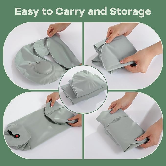 U-Shaped Full Body Bath Pillow for Tub 2 Pcs Inflatable Bathtub Bath Pillows with Adjustable Button for Shower, Neck Support Headrest & Leg Pillow for Relaxation Spa Soak in Bathtub