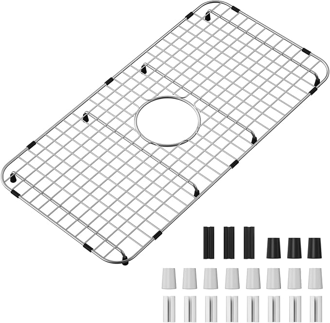 25-1/8" x 12-7/8" Sink Grid, Centered Drain with Corner Radius 1-1/2",Stainless Steel Material Sink Bottom Grid for Single Bowl Sink