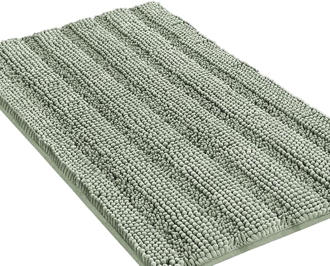 Turquoize Chenille Bath Rugs Shaggy Bathroom Rugs Non Slip Bath Rugs for Bathroom 24 x 36 Sage Bath Rug Extra Soft and Absorbent Area Rug, 24"x 36", Sage