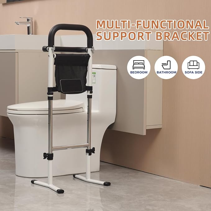 Stand Assist(White)-Movable Standing Aid Rail for Couch, Chair, Bedside, Toilet. Assistance Handle for People with Limited Mobility. Safety Grab Bar for Standing.