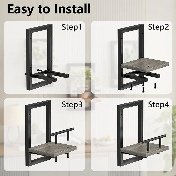 Sbosbo Floating Shelves for Wall Plant Shelf Indoor Wall Mounted Shelves | Wall Planters for Indoor Floating Plant Shelves for Bedroom, Living Room, Kitchen, Office, Bathroom Decor (Grey, 3 Pack)