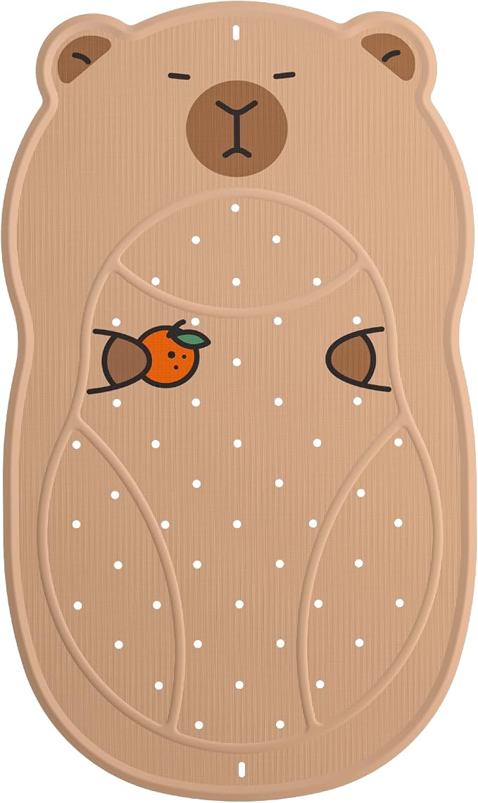 UNEEDE Non Slip Bathtub Mat for Kids | Cute Capybara Baby Bath Mat for Tub with 100+ Suction Cups, Soft Rubber Washable Bath Mat, 30x18 Inches