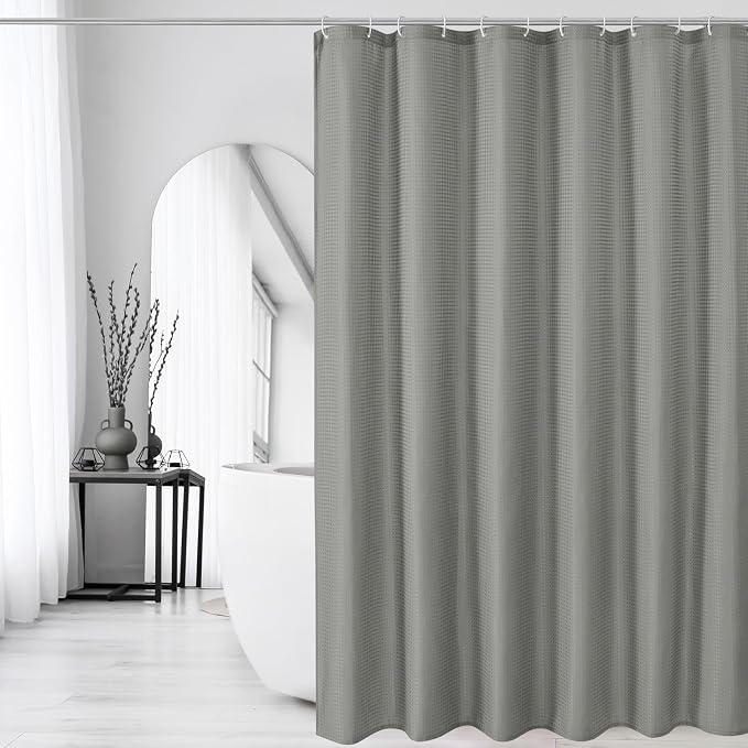 230GSM Grey Shower Curtain, 72 X 72 | 230GSM Fabric Shower Curtain for Bathroom - Soft Cloth & Hotel Spa Luxury, Water Repellent, Machine Washable